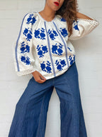 Sezane Embroidered Cotton Blouse