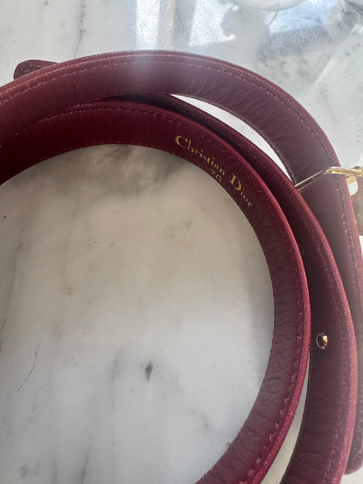 Vintage Christian Dior Bordeaux Leather Belt