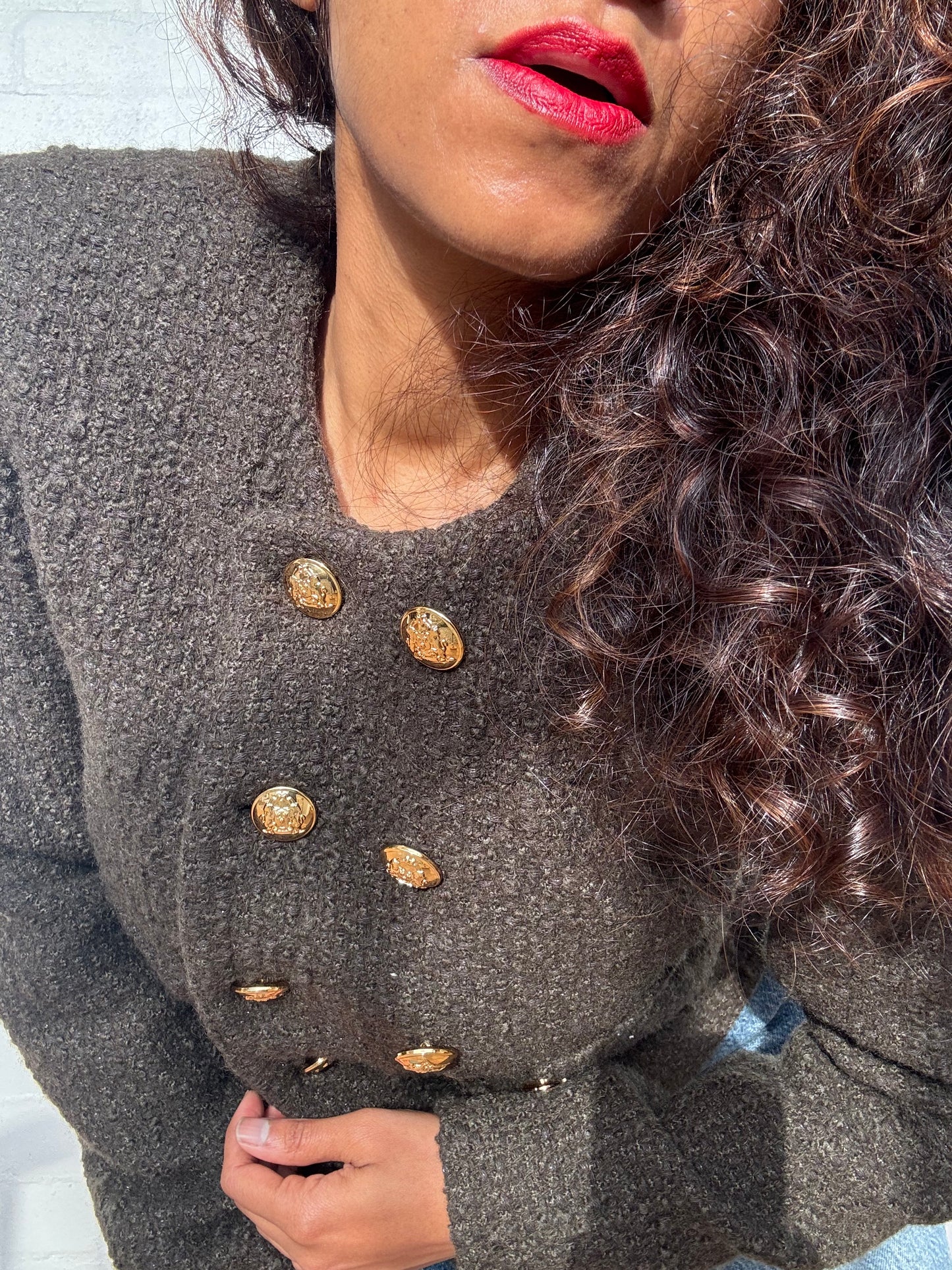 CELINE Chasseur Jacket Bouclé Tweed Khaki