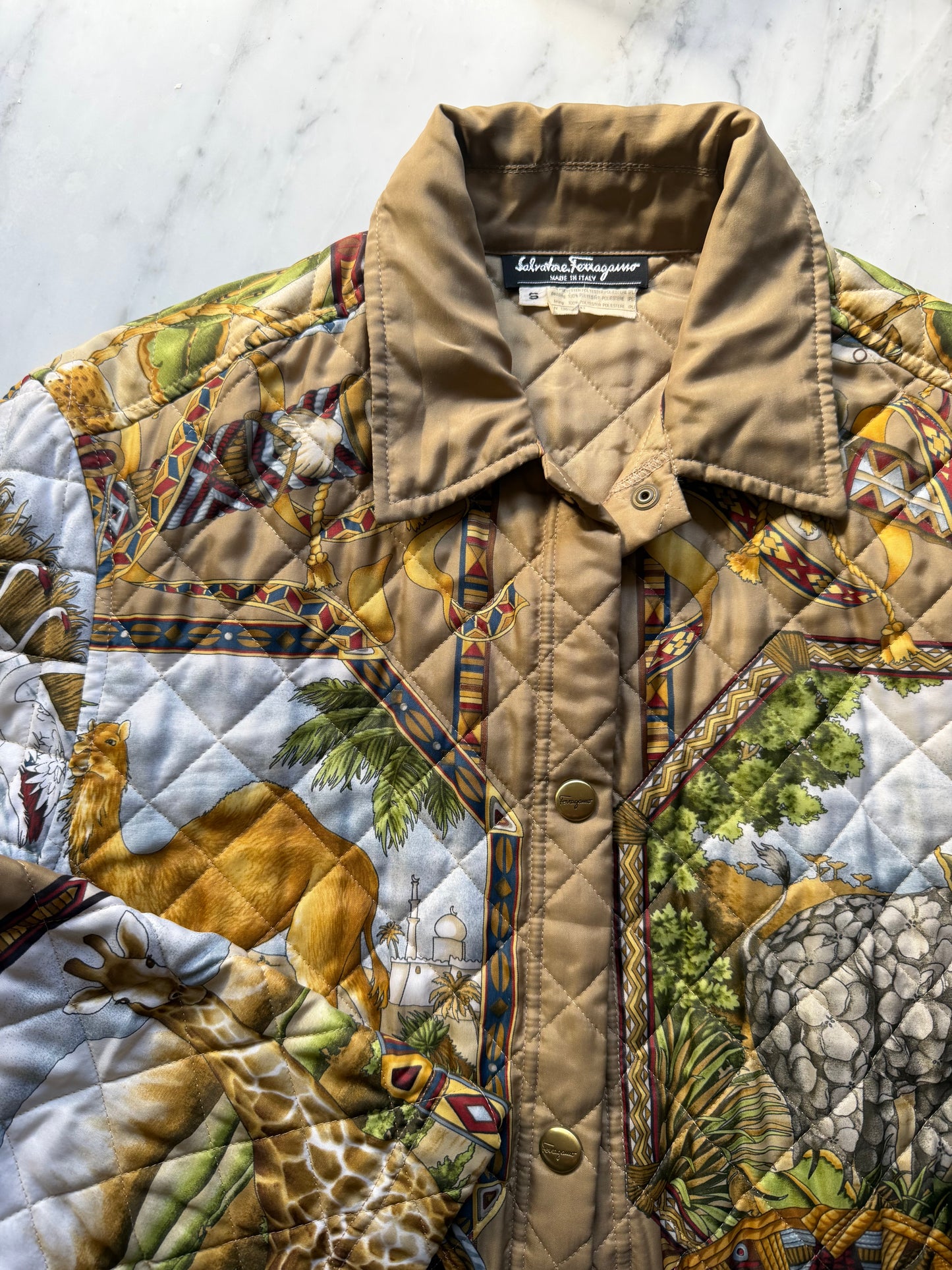 Salvatore Ferragamo Quilted Jacket Coat Animal Print