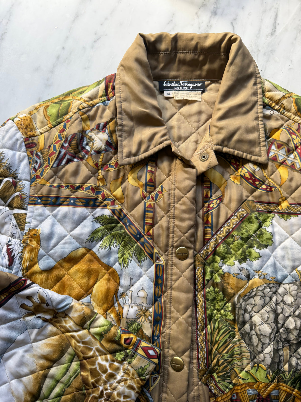 Salvatore Ferragamo Quilted Jacket Coat Animal Print