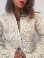 Vintage Irish Aran Knit Cardigan - Cream