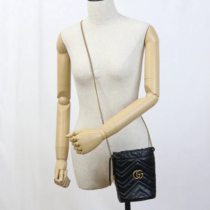 GUCCI Marmont Mini Quilted Bucket Bag