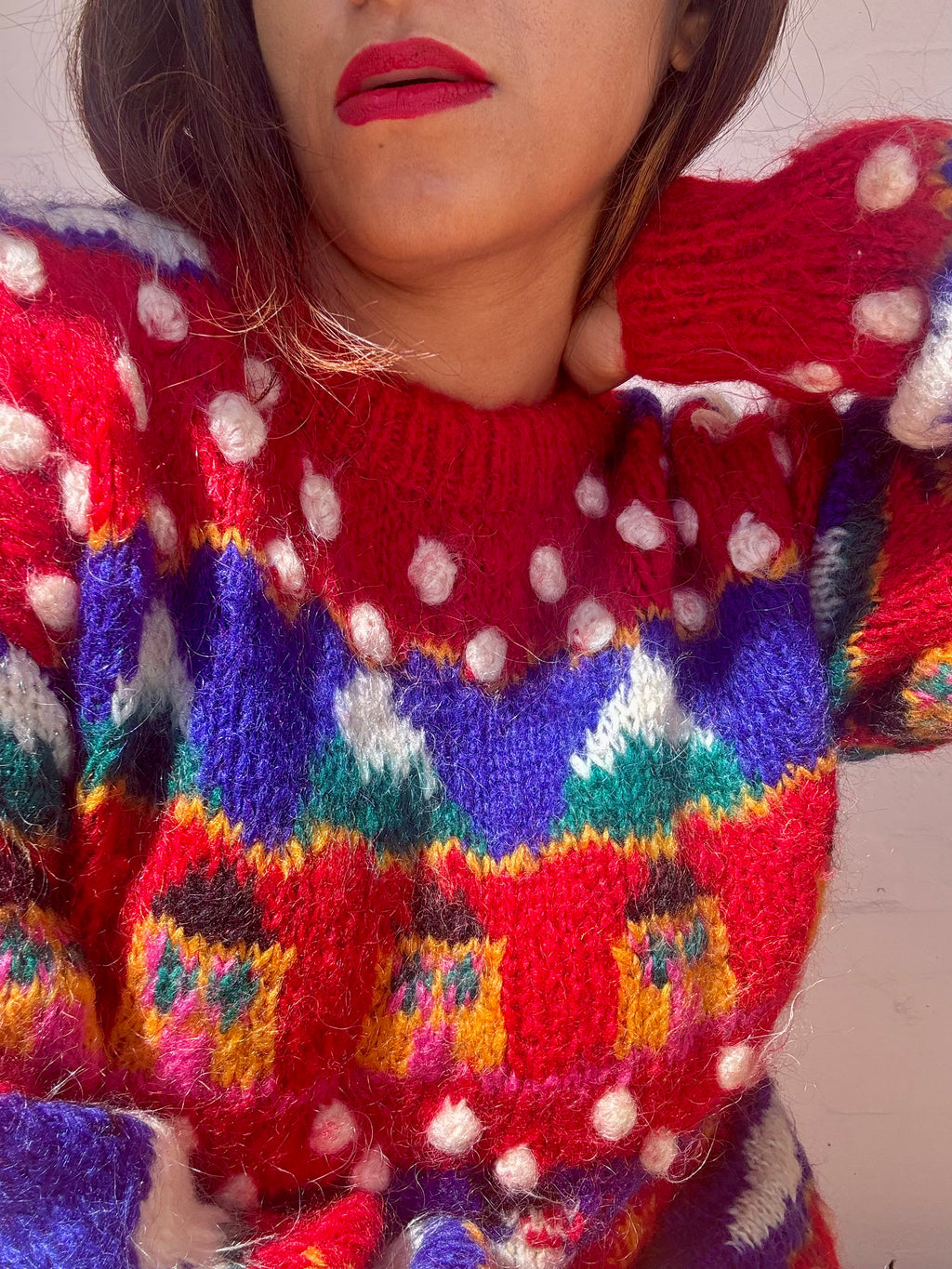 Vintage Colourful Mohair Knit Jumper