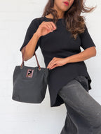 Vintage Fendi Nylon FF Cut-Out Tote - Black