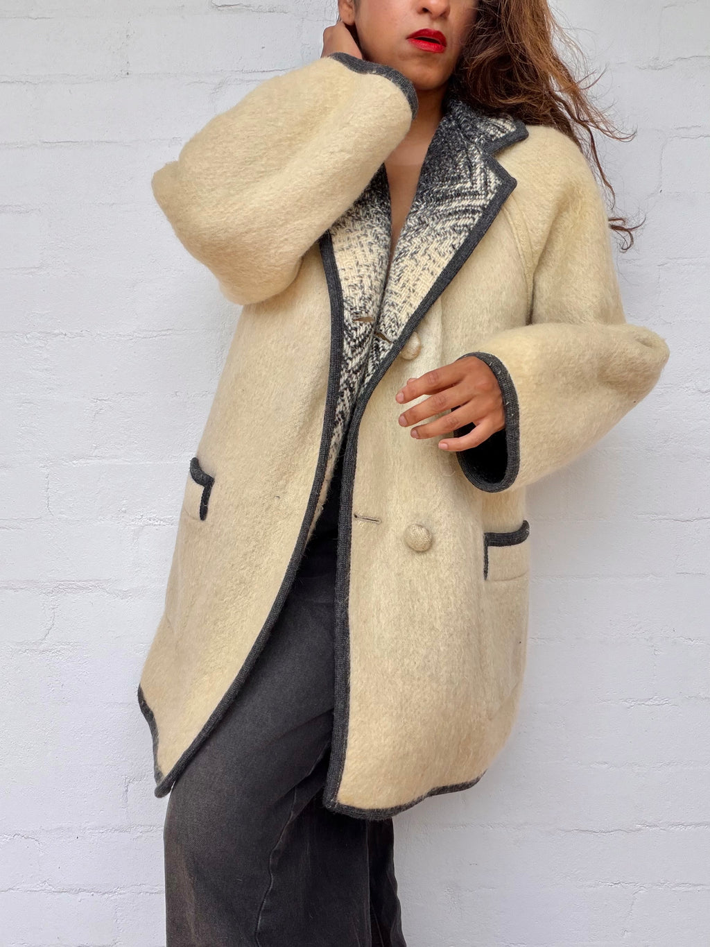 Vintage Reversible Mohair Coat -  Made in England