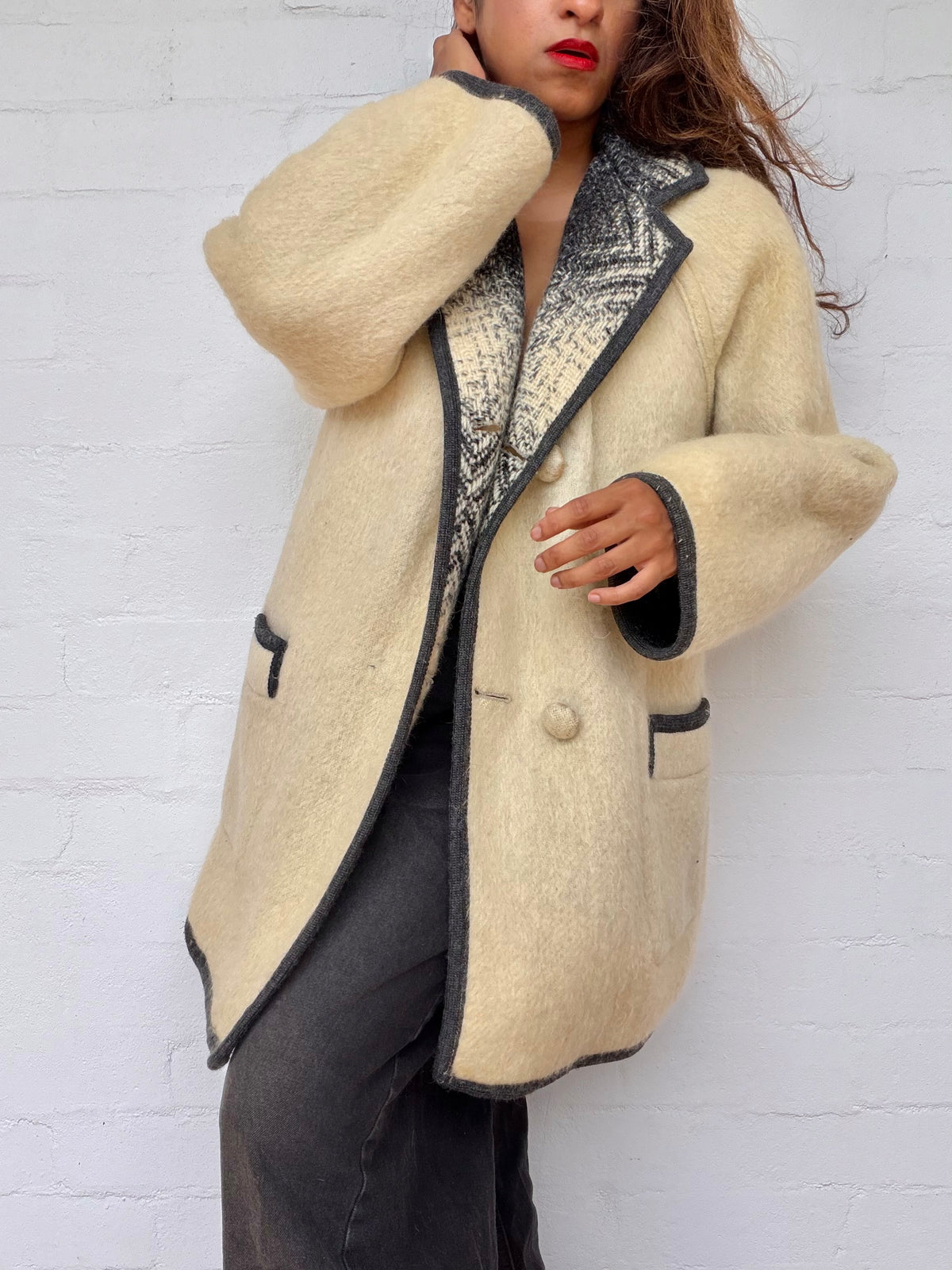 Vintage Reversible Mohair Coat -  Made in England