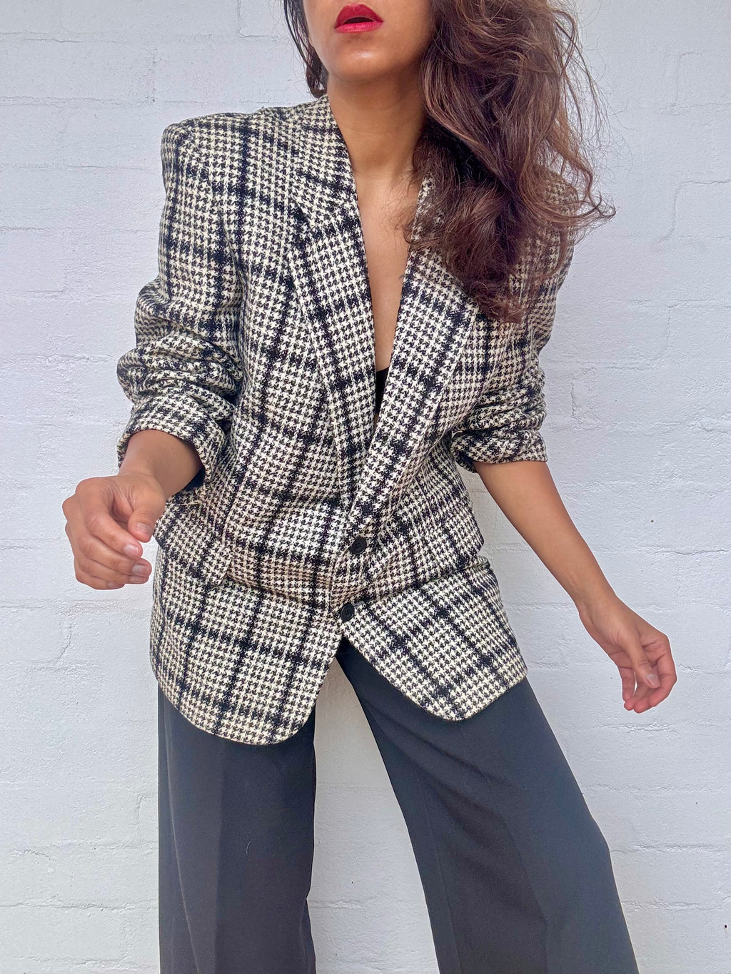 Authentic Dior Hounds-tooth Tweed Wool Blazer
