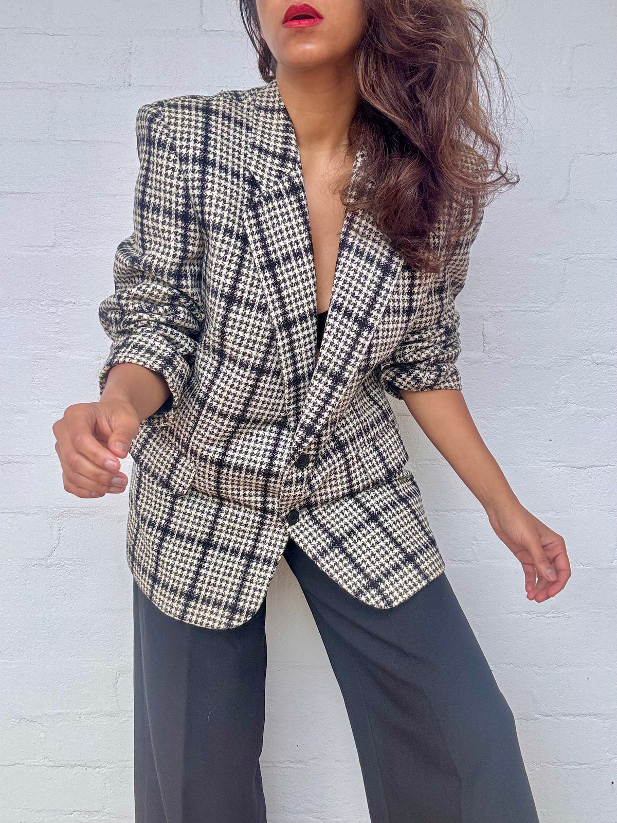 Authentic Dior Hounds-tooth Tweed Wool Blazer