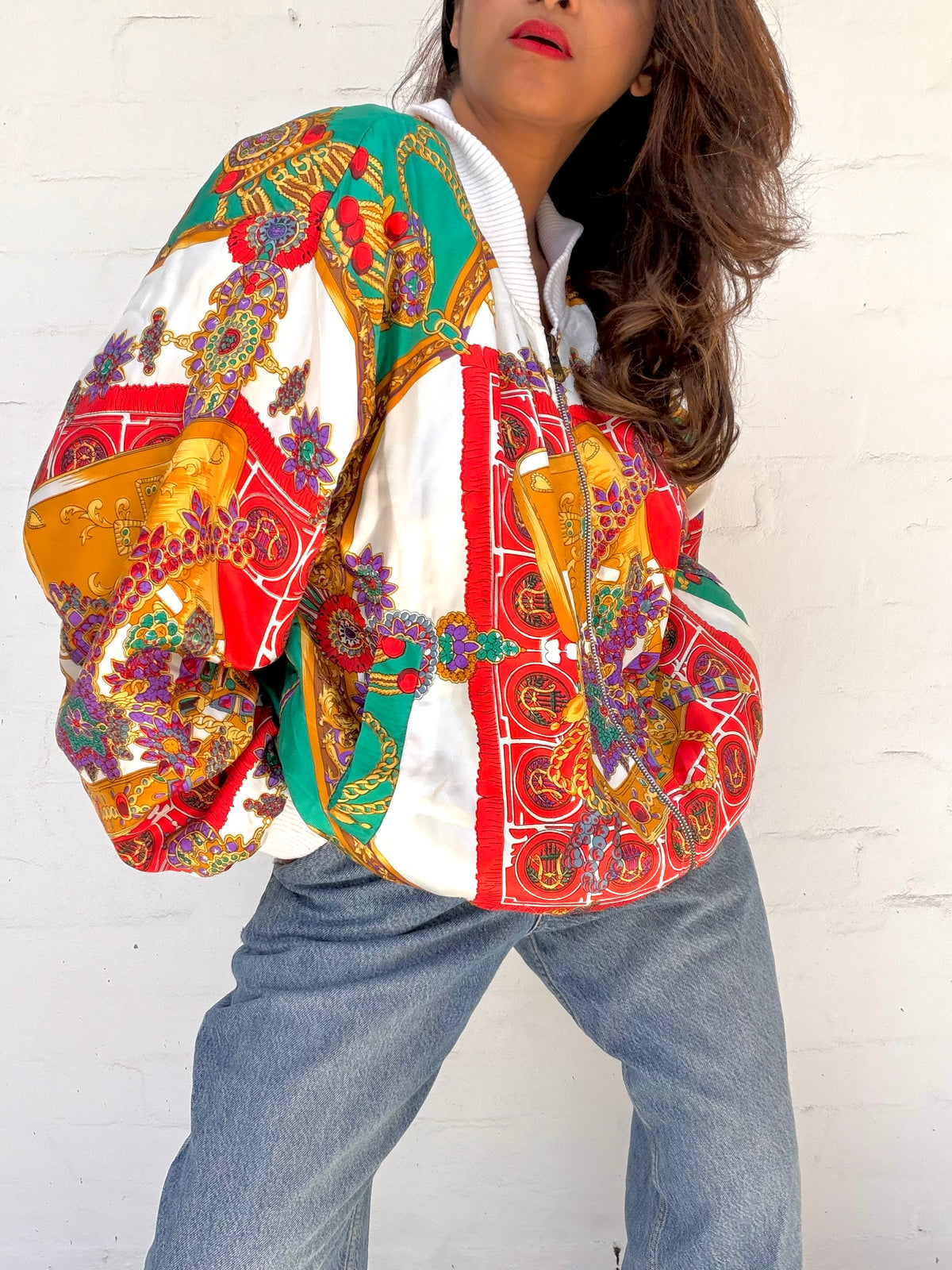 Vintage Printed Bomber Jacket
