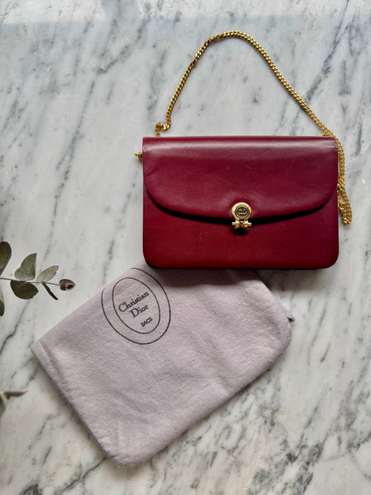 Extremely Rare Color Vintage Dior Shoulder Bag in Bordeaux