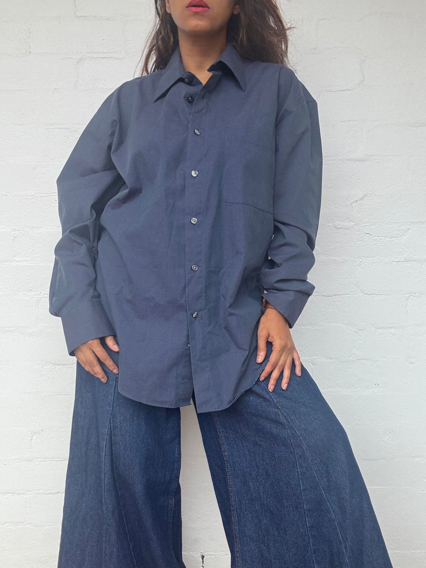 YSL Ink Blue Cotton Shirt