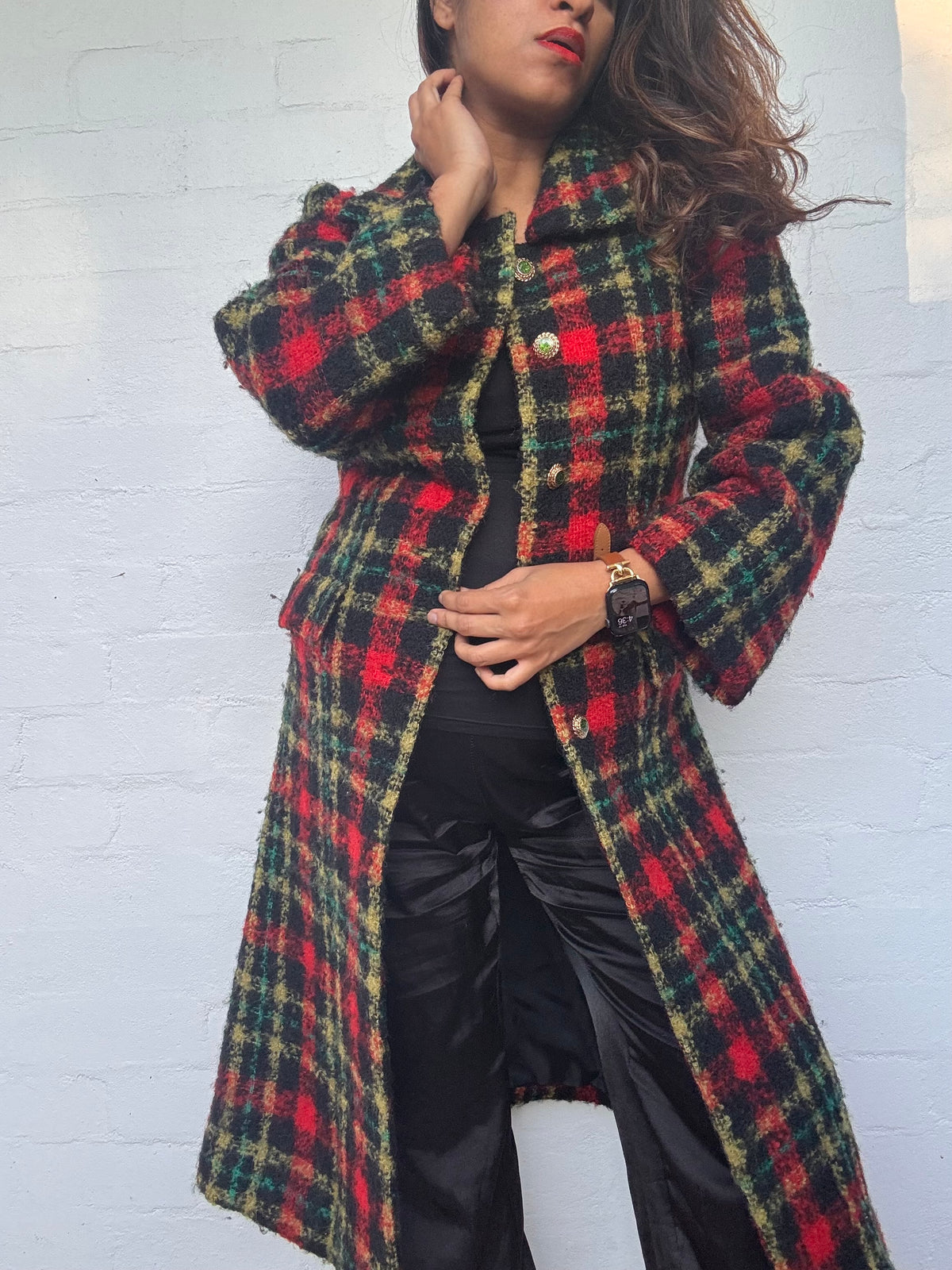 Vintage Multicolor Plaid Coat