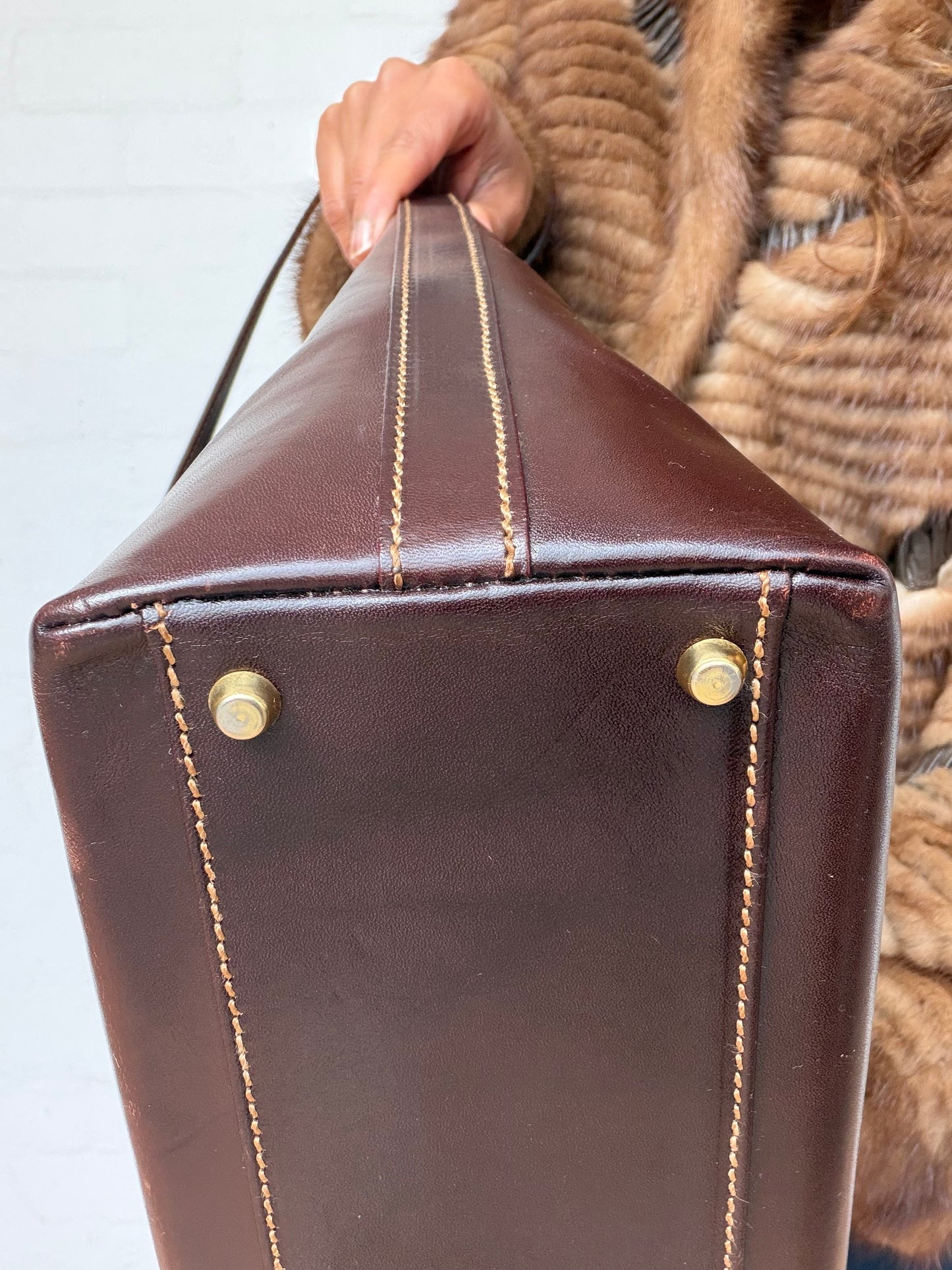Vintage Fendi 2 in 1 Brown Leather Tote Bag Large