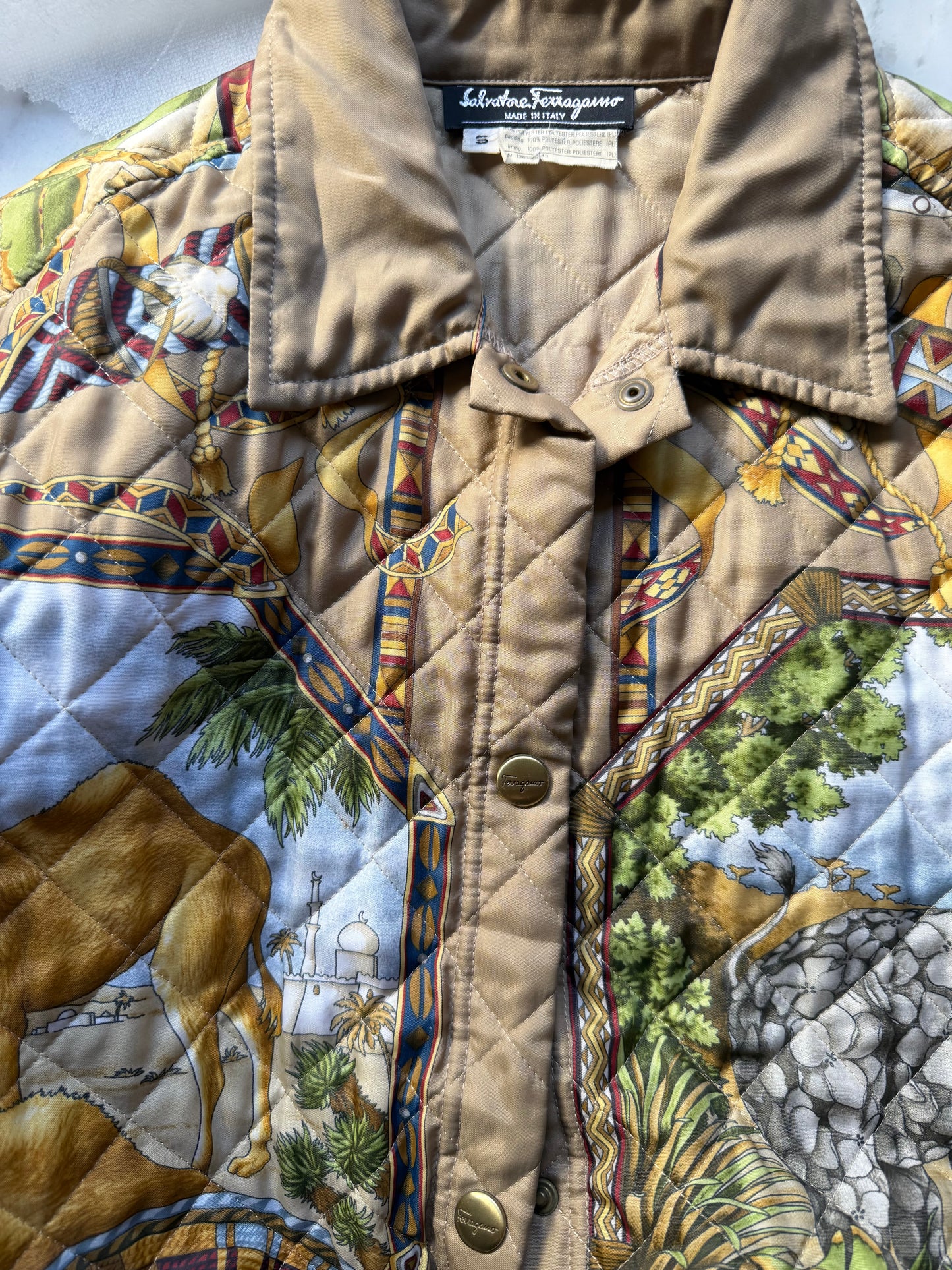 Salvatore Ferragamo Quilted Jacket Coat Animal Print