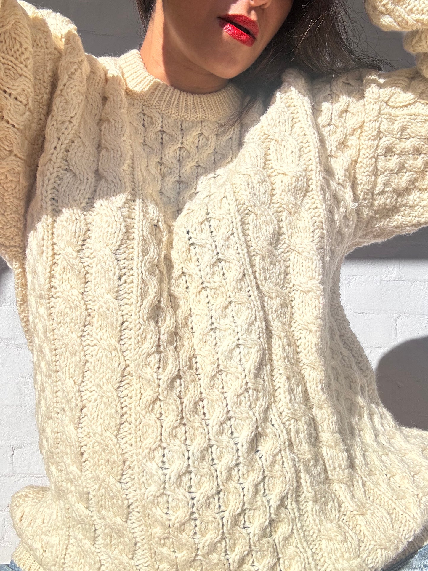 Rare Vintage Irish Aran Knit Sweater – 100% Wool Heritage Luxury