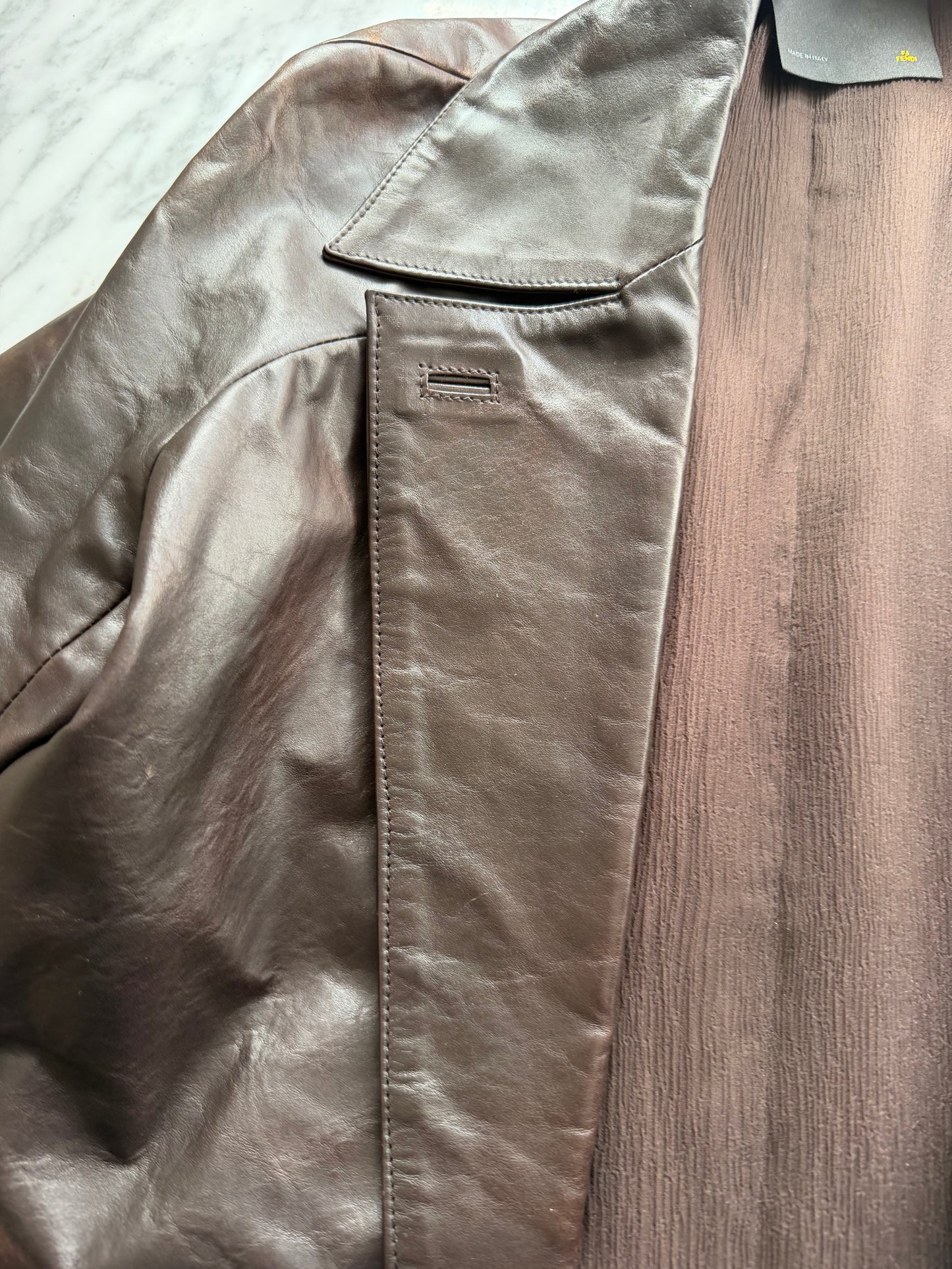 Fendi Leather Coat - Chocolate Brown