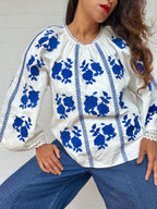 Sezane Embroidered Cotton Blouse