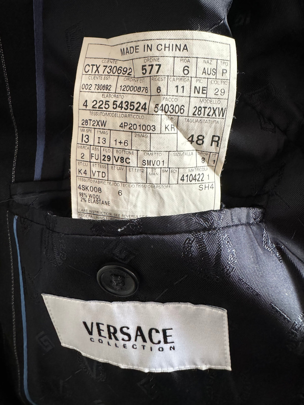 Versace Collection Navy Blue Pinstripe Wool Single Breasted Suit