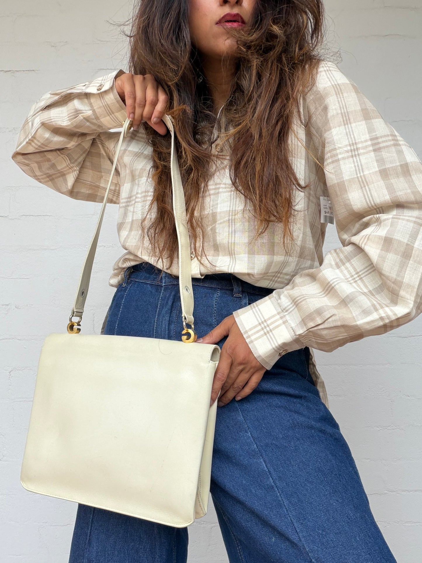 Vintage Gucci Interlocking G Dollar Crossbody Bag - Ivory