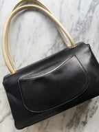 Vintage Chanel Coco Mark Perforated Leather Bicolour Flap Bag