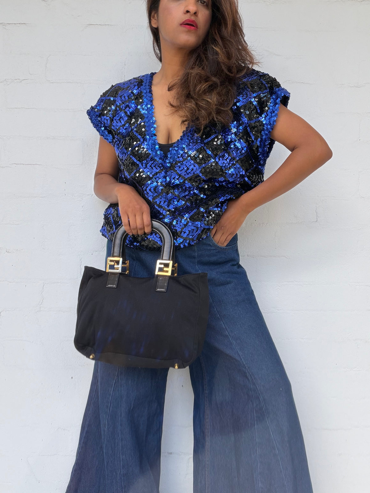 Vintage Fendi Nylon FF Mini Tote - Black