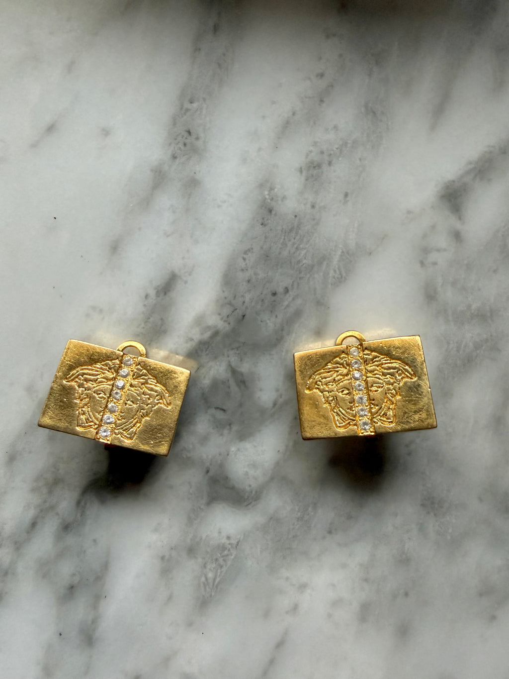 Rare 90s Vintage Versace Medusa Clip-On Earrings - Gold