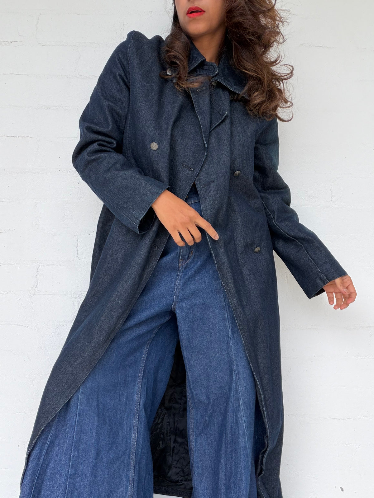 Rare Fendi Denim Long Quilted Coat