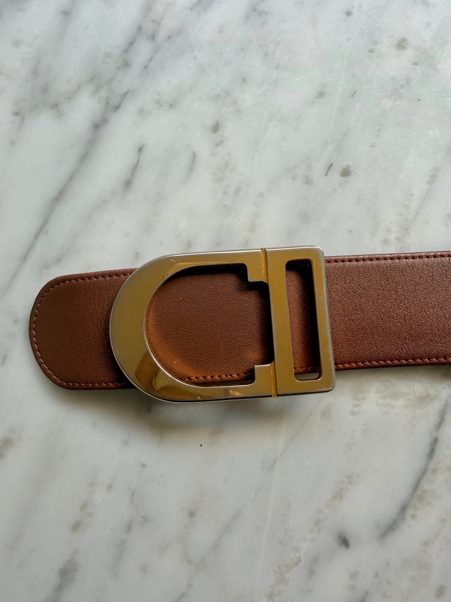 Vintage Christian Dior Brown Leather Belt