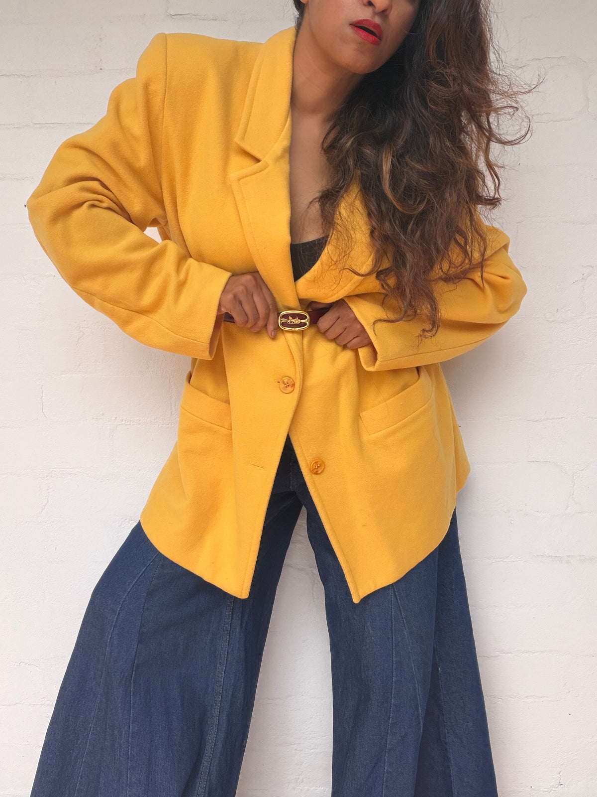 Vintage Wool & Cashmere Blazer - Mango Yellow