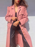 Long Spring Coat - Dusty Pink