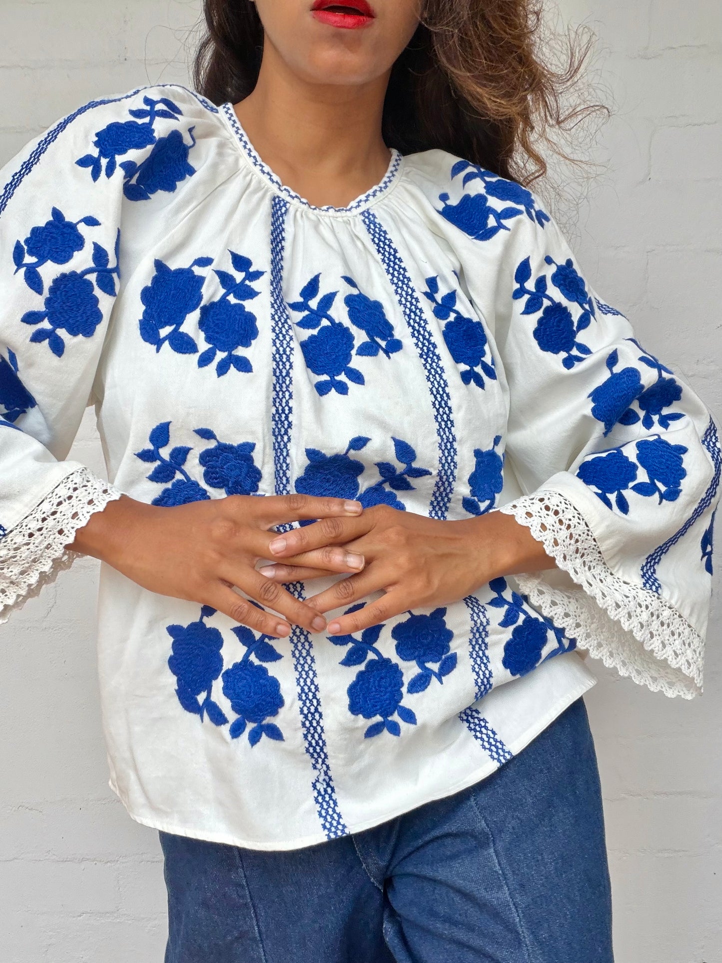 Sezane Embroidered Cotton Blouse