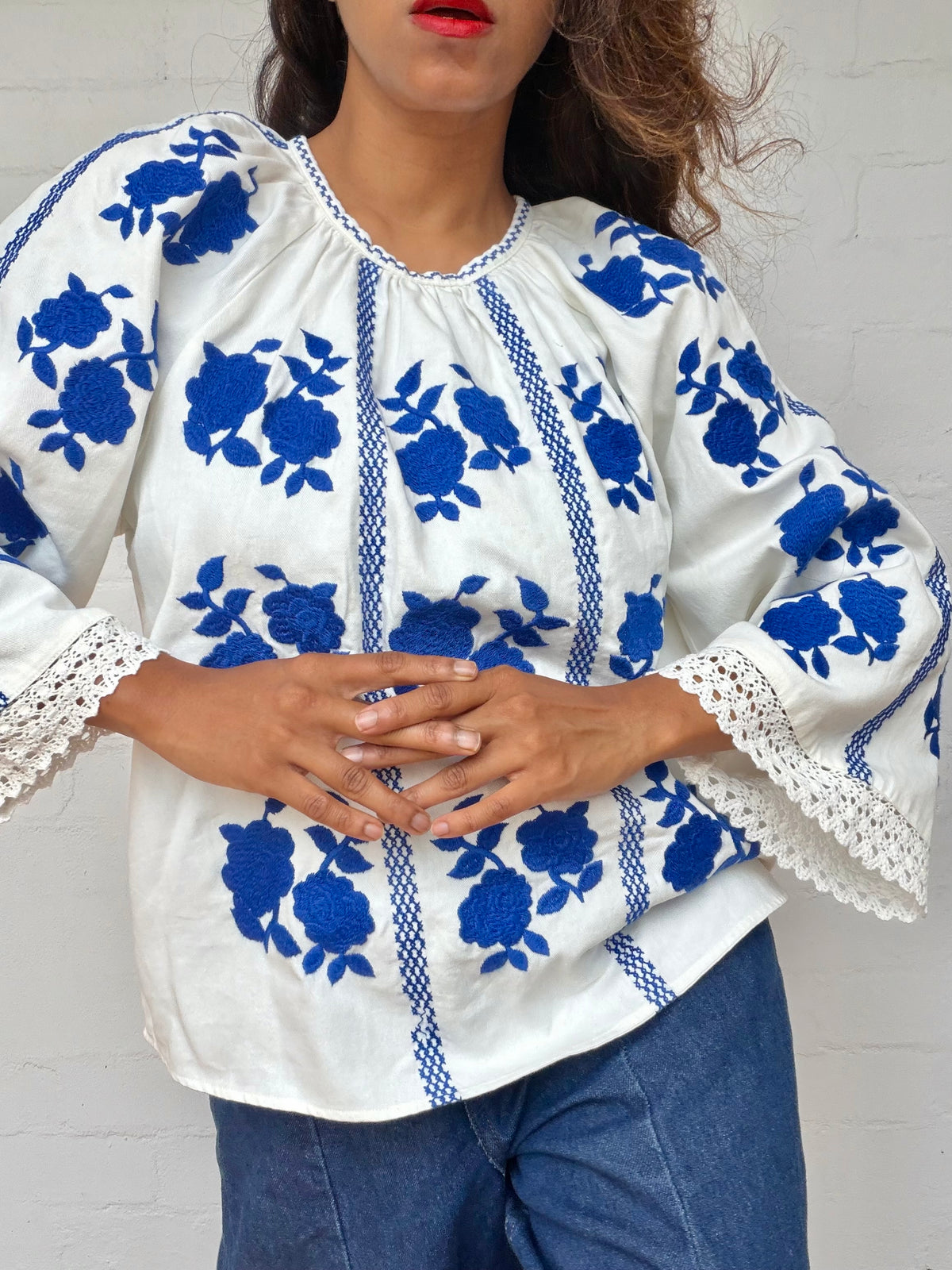 Sezane Embroidered Cotton Blouse