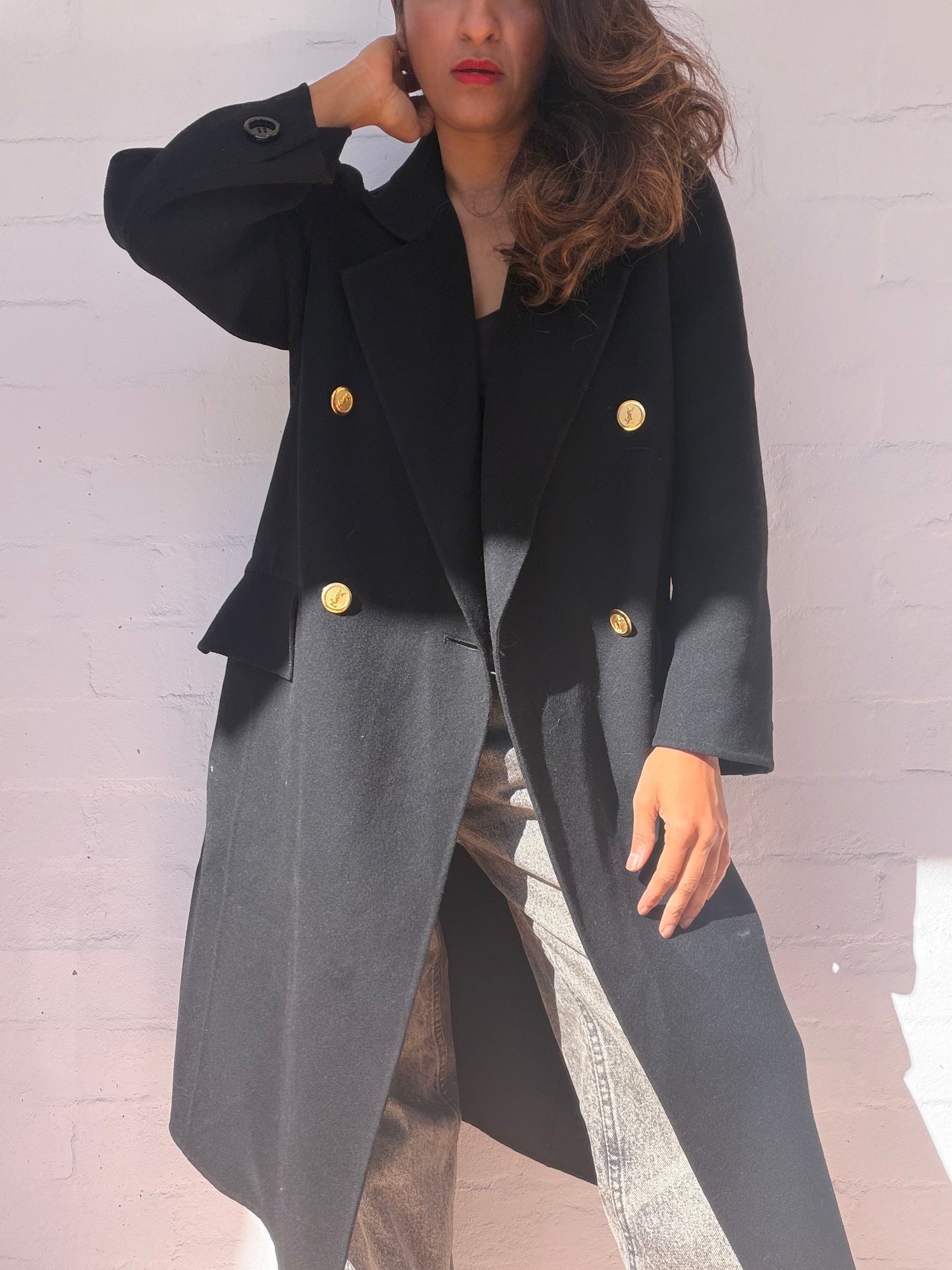 Vintage YVES SAINT LAURENT Double Breasted Long Coat
