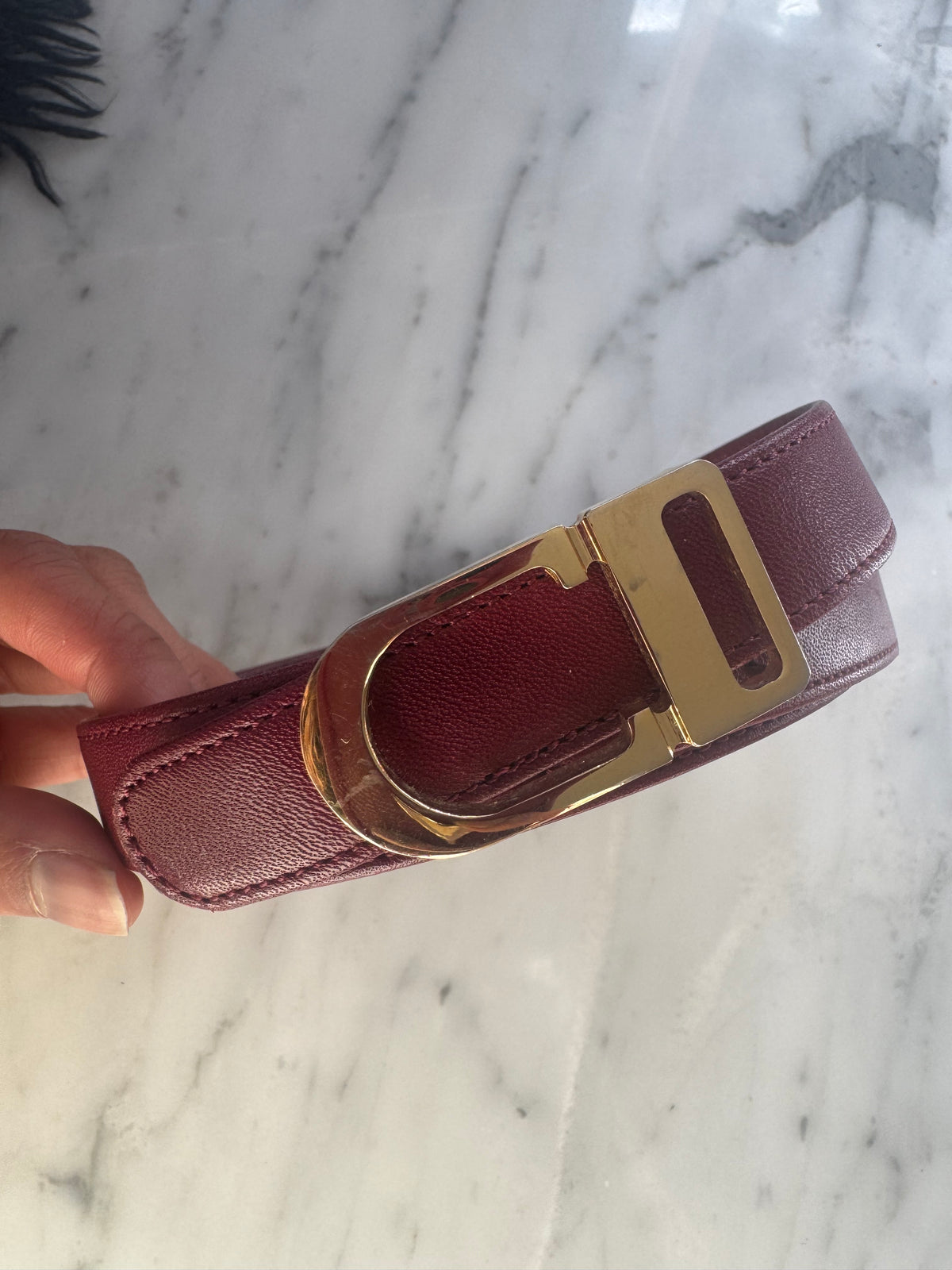 Vintage Christian Dior Bordeaux Leather Belt