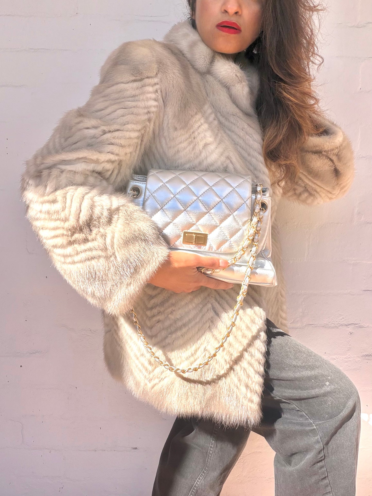 Chanel Metallic Silver Lambskin Handbag