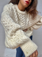 Vintage Irish Aran Knit Sweater - Cream