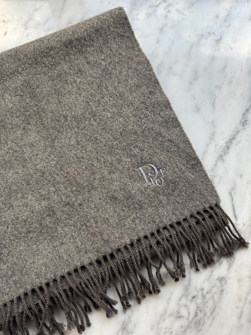 Vintage Christian Dior Wool Scarf - Grey