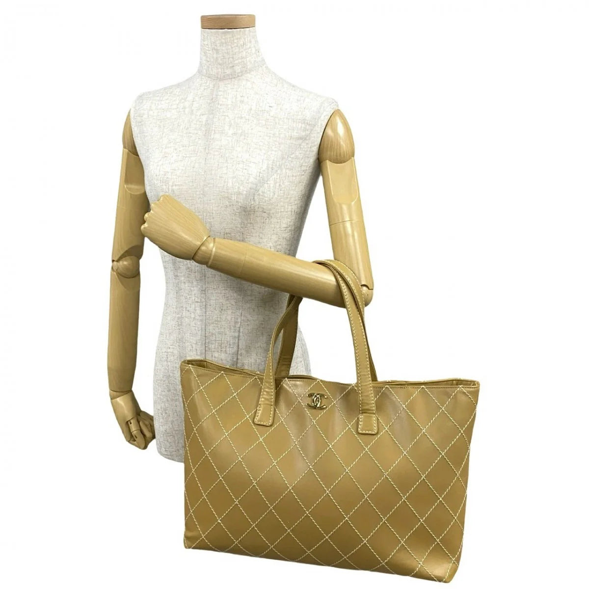 Chanel COCO Mark Wild stitch Tote Bag - Tan