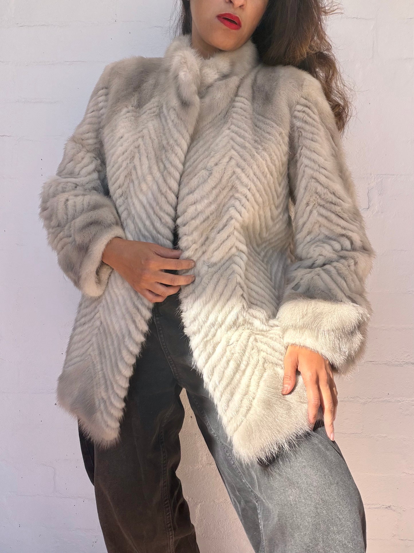 Vintage Saga Mink Sapphire Mink Herringbone fur coat