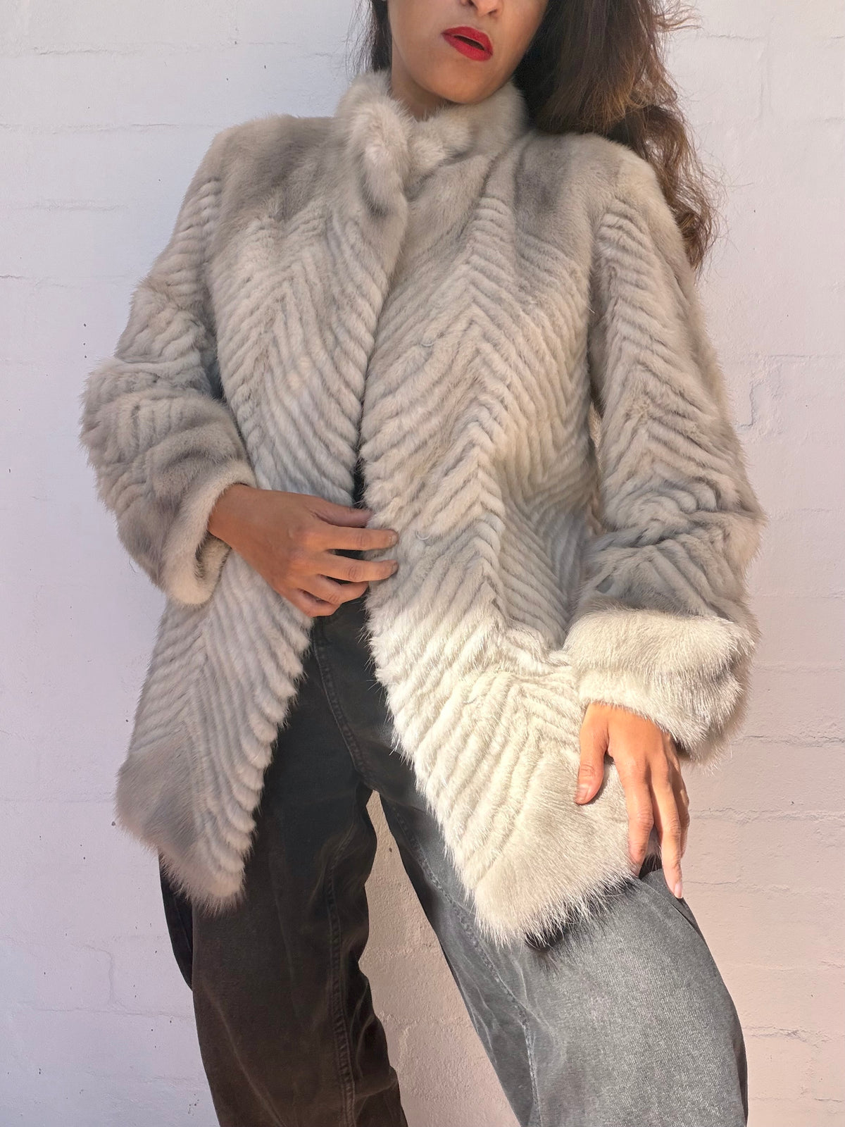 Vintage Saga Mink Sapphire Mink Herringbone fur coat