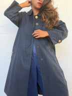 Burberry Balmacaan Trench Coat With Detachable Quilted Lining - Navy