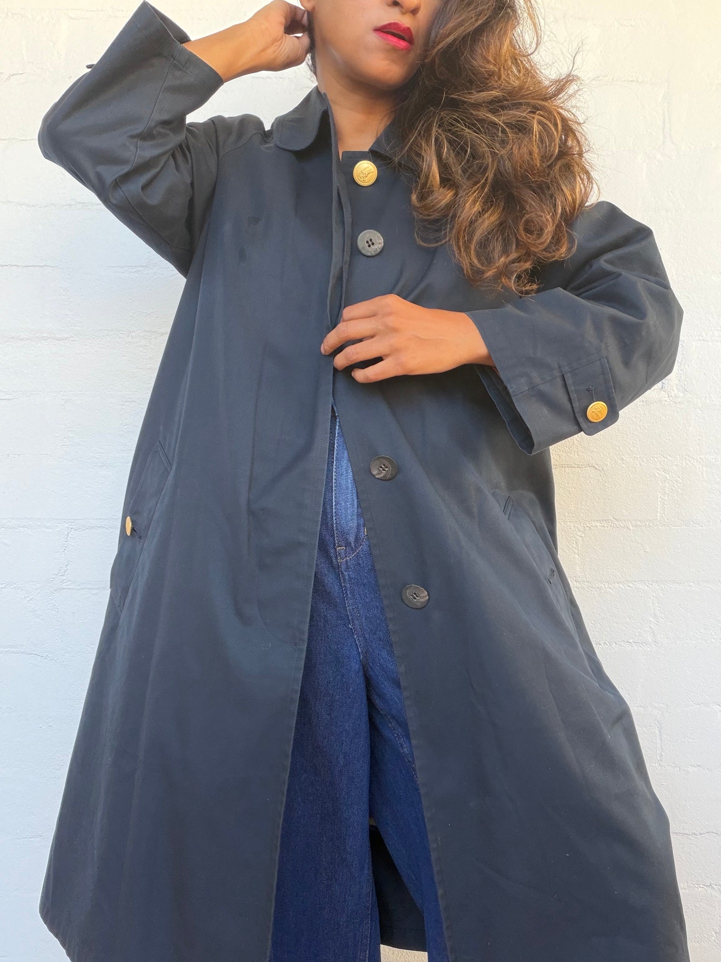 Burberry Balmacaan Trench Coat With Detachable Quilted Lining - Navy