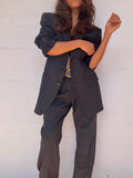 Versace Collection Navy Blue Pinstripe Wool Single Breasted Suit