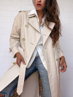 Burberry Double Breasted Trench Coat - Light Beige