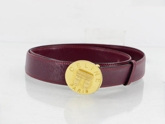Vintage Céline 1990s Paris Arc de Triomphe Signature Leather Belt