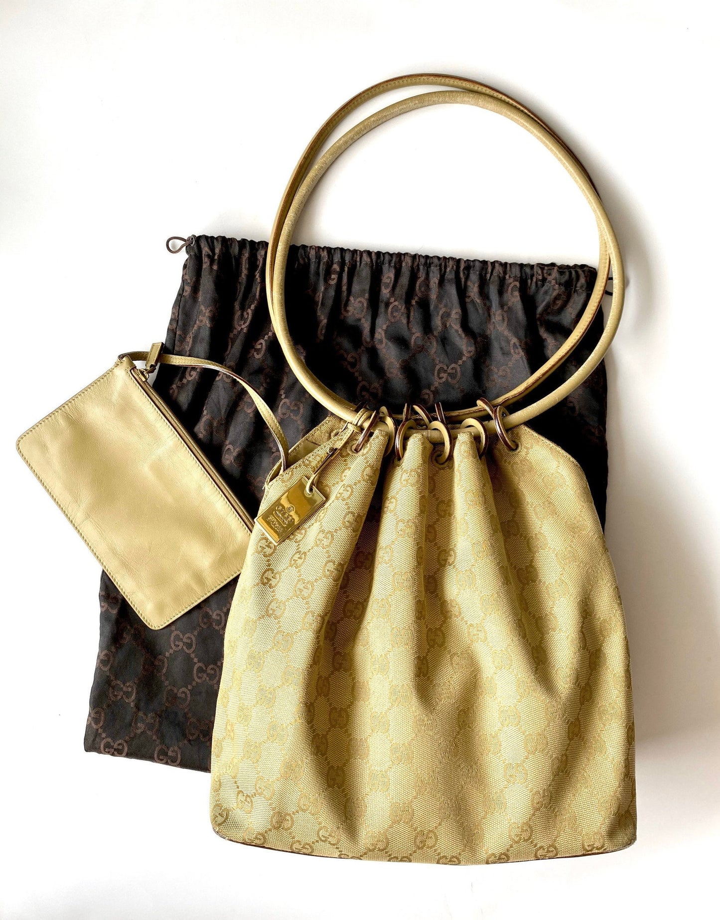 Vintage Gucci GG Monogrammed - Hoop Ring Bucket Bag