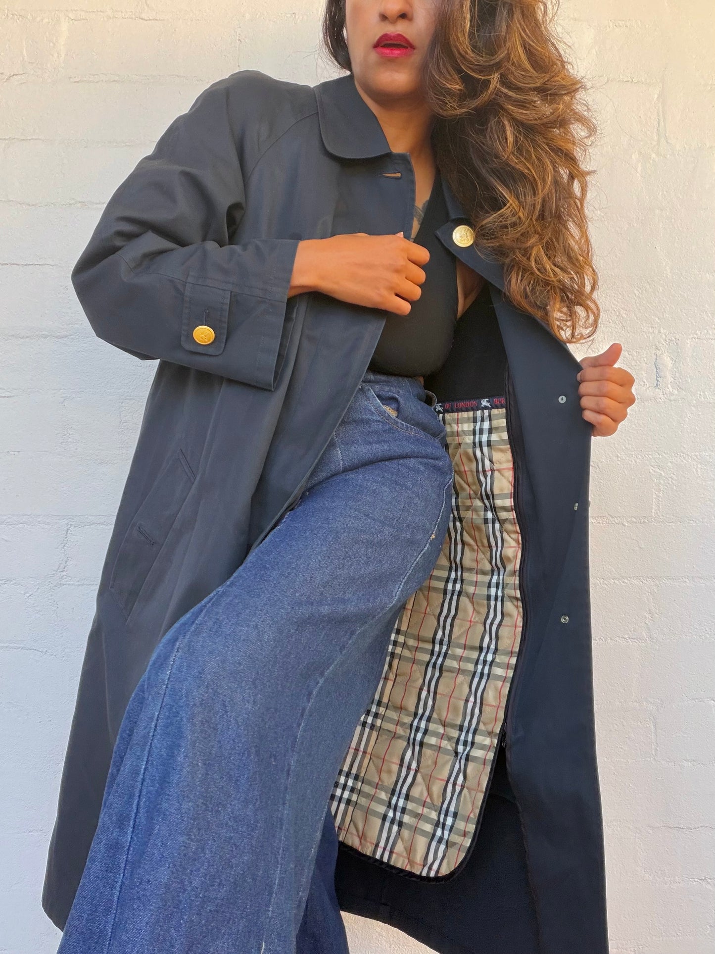 Burberry Balmacaan Trench Coat With Detachable Quilted Lining - Navy