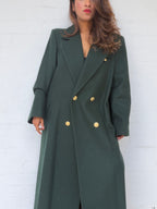 Vintage Wool Double-Breasted Maxi Coat - Forest Green