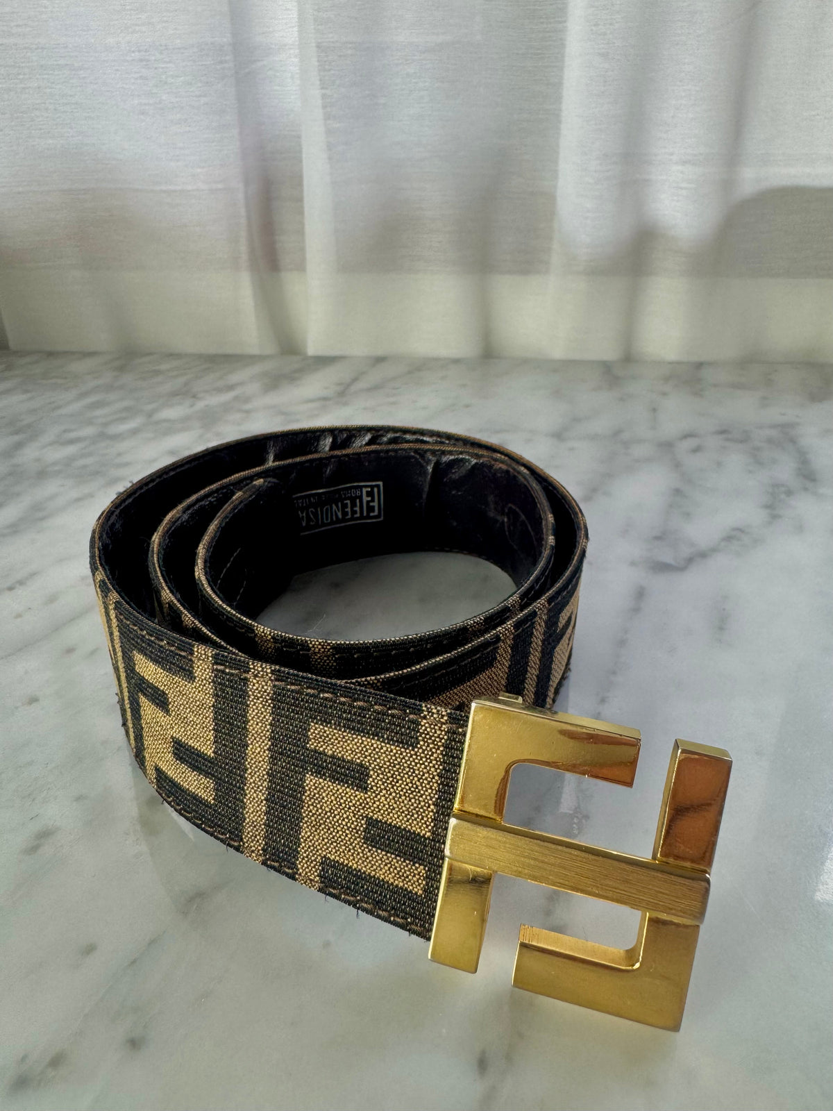 Fendi Vintage Zucca FF Clasp Belt Brown